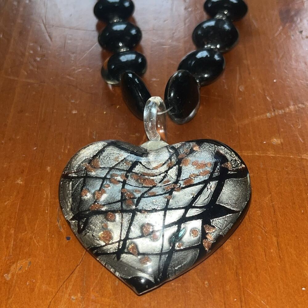 Erica Lyons Black and Silver Heart Necklace - Picture 2 of 4